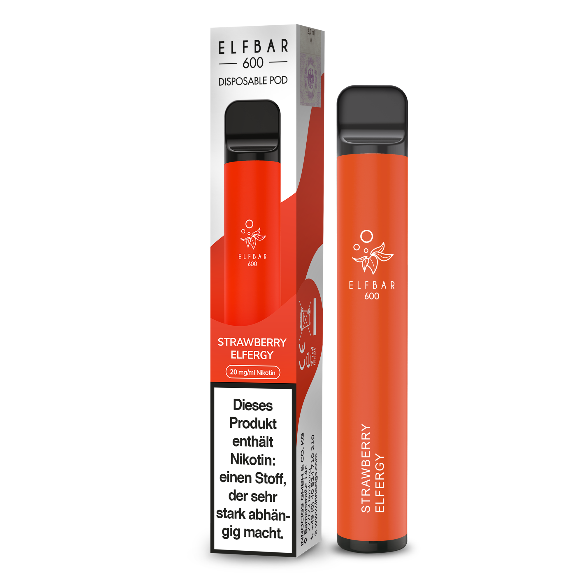 Elfbar 600 Strawberry Elfergy 20mg/ ml Einweg E-Zigarette