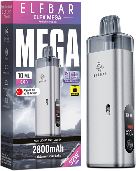 Elfbar Elfx Mega Silver E-Zigaretten Set