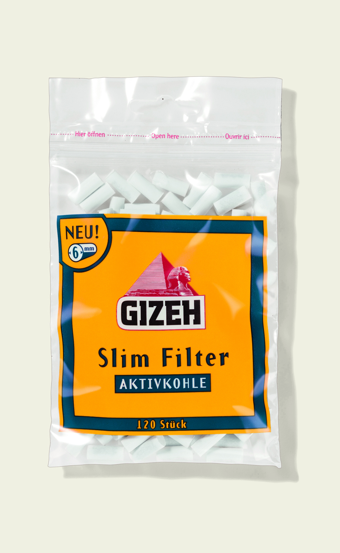 GIZEH Slim Filter Aktivkohle 6mm 120er