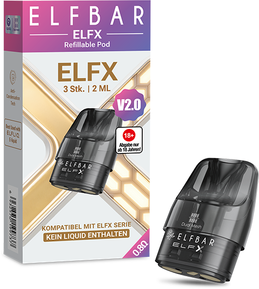 Elfbar ELFX V2.0 - Refillable Pod - 0,8 Ohm (3 Stück)