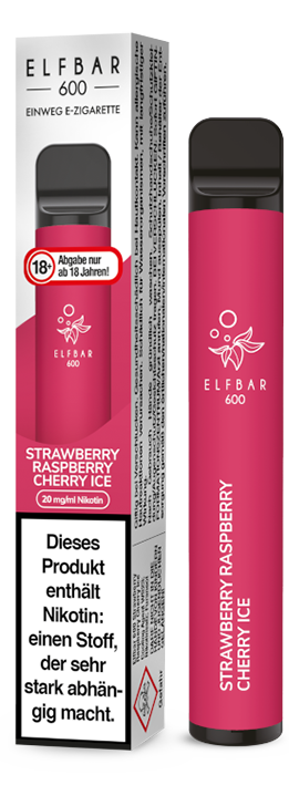 Elfbar 600 Strawberry Raspberry Cherry Ice 20 mg/ml Einweg E-Zigarette