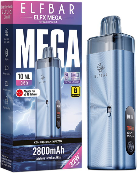 Elfbar Elfx Mega Cyan E-Zigaretten Set