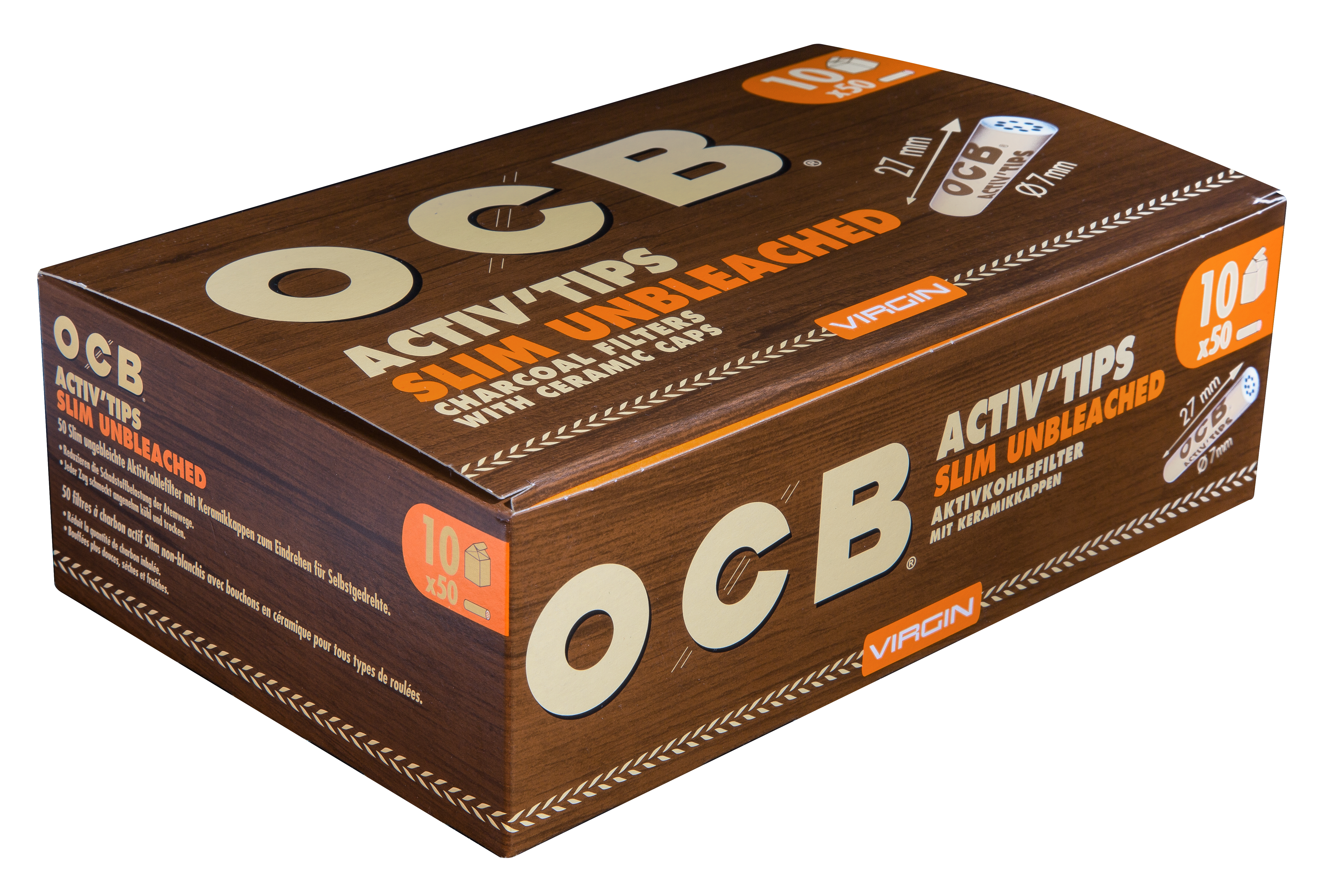 OCB Activ Tips Slim Unbleached 7mm 50er